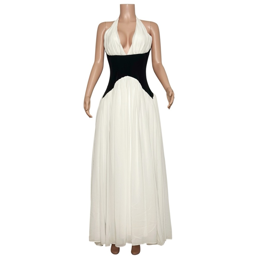 LEAU Harlowe Contrast Corset Maxi Dress, White, Medium - Picture 7 of 13